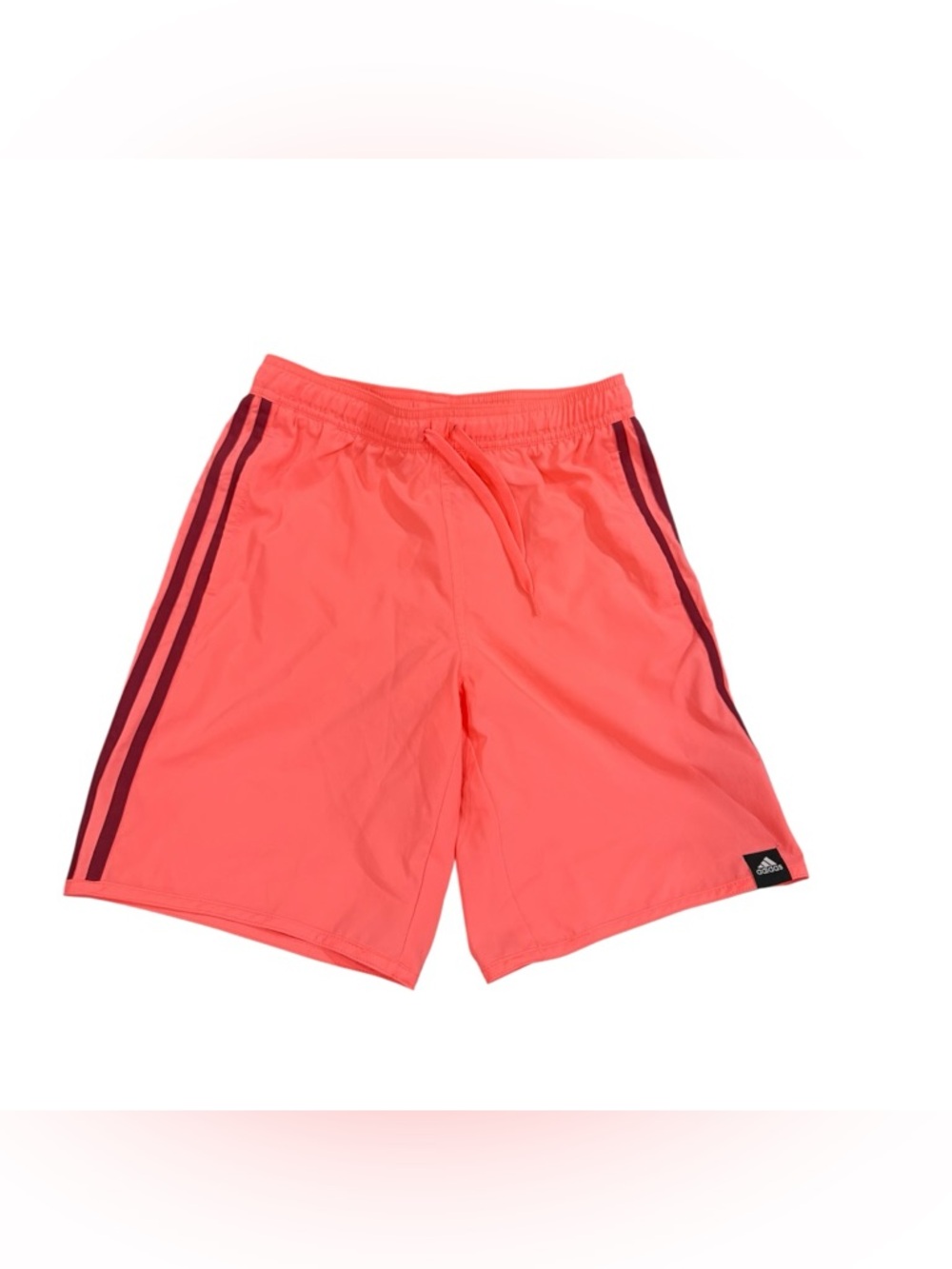 Adidas Neon Coral Swim Shorts Men’s XS 3-Stripe Mesh Lined Drawstring NWT